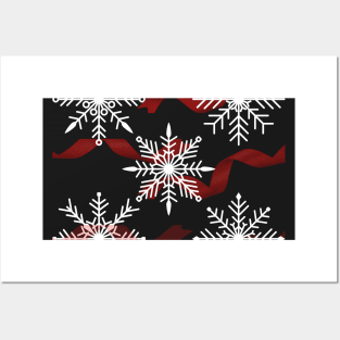 Christmas Snowflakes and Ribbons - A Christmas Pattern - Ugly Christmas TShirt Posters and Art